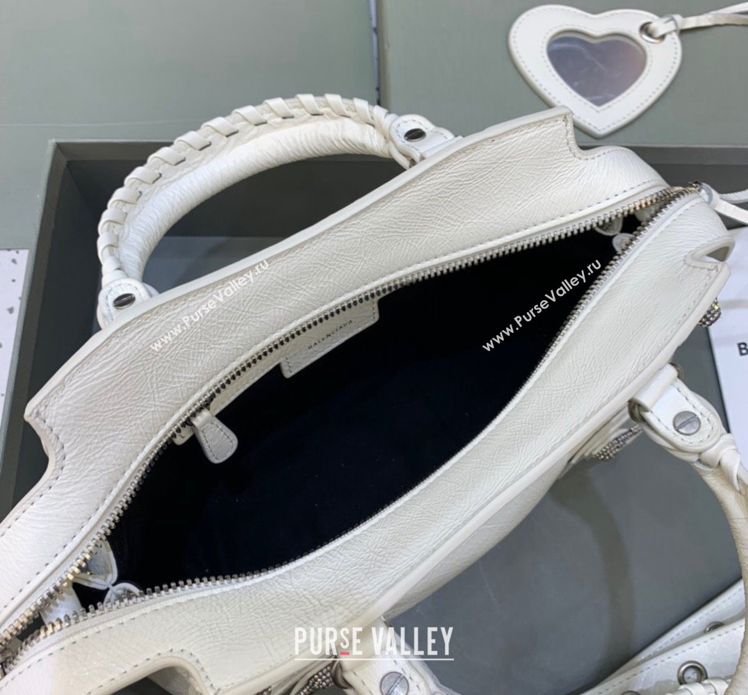 Balenciaga Neo Cagole XS Lambskin Top Handle Bag with Crystal White 2025 638515 (JM-250206003)