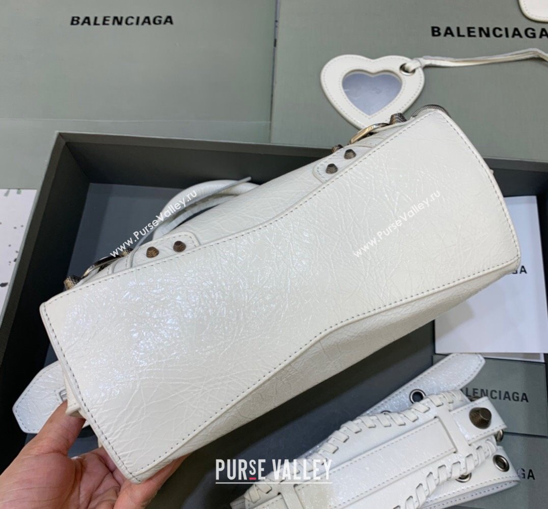 Balenciaga Neo Cagole XS Lambskin Top Handle Bag White/Aged Silver 2025 638515 (JM-250206005)