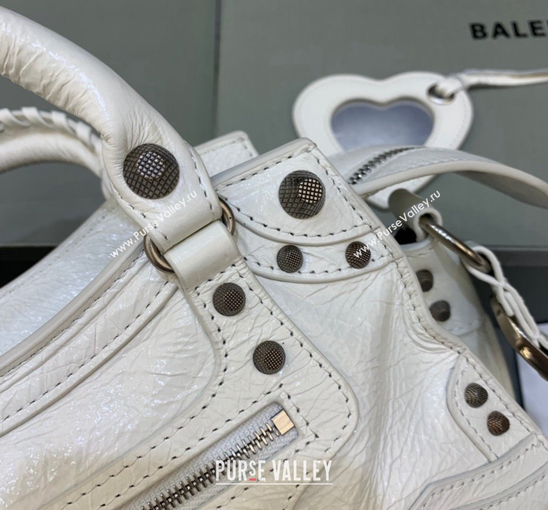 Balenciaga Neo Cagole XS Lambskin Top Handle Bag White/Aged Silver 2025 638515 (JM-250206005)