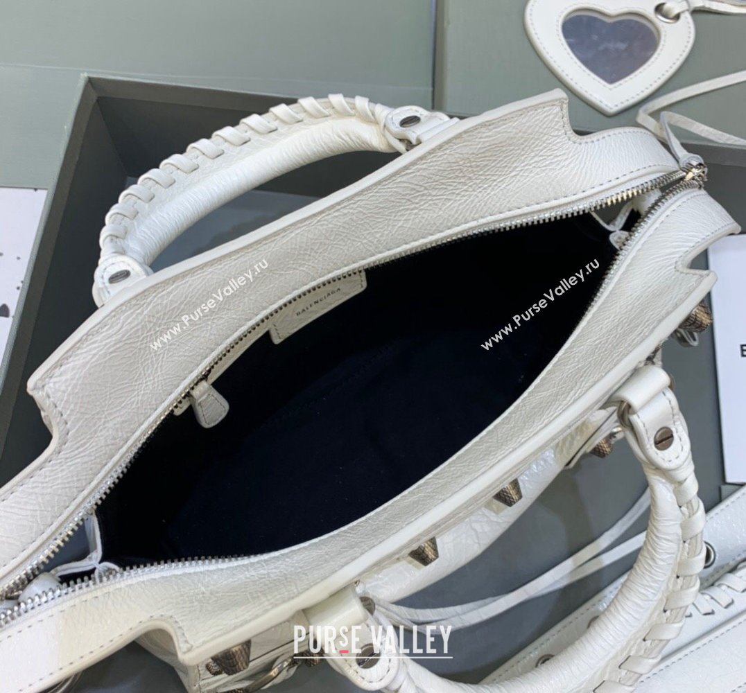 Balenciaga Neo Cagole XS Lambskin Top Handle Bag White/Aged Silver 2025 638515 (JM-250206005)