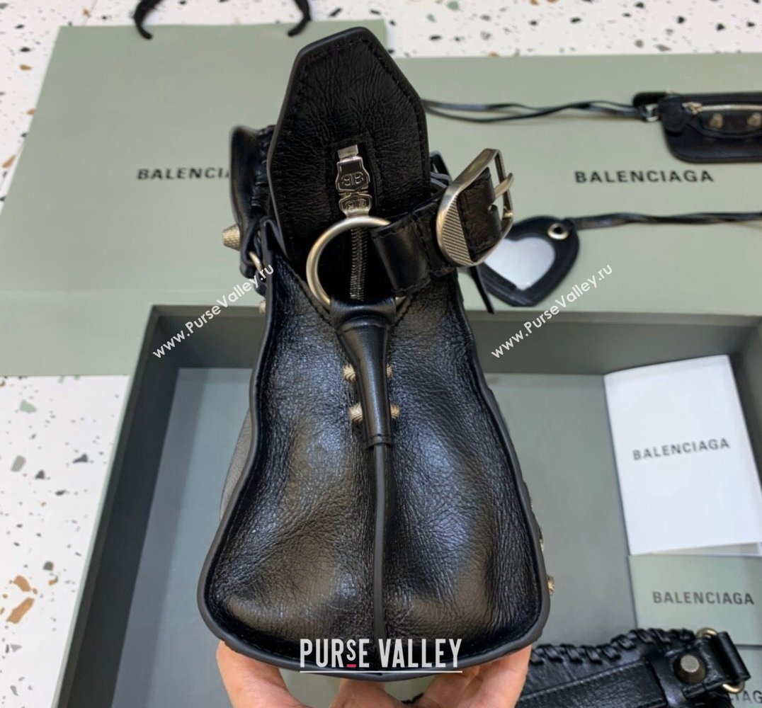 Balenciaga Neo Cagole XS Lambskin Top Handle Bag Black/Aged Silver 2025 638515 (JM-250206006)