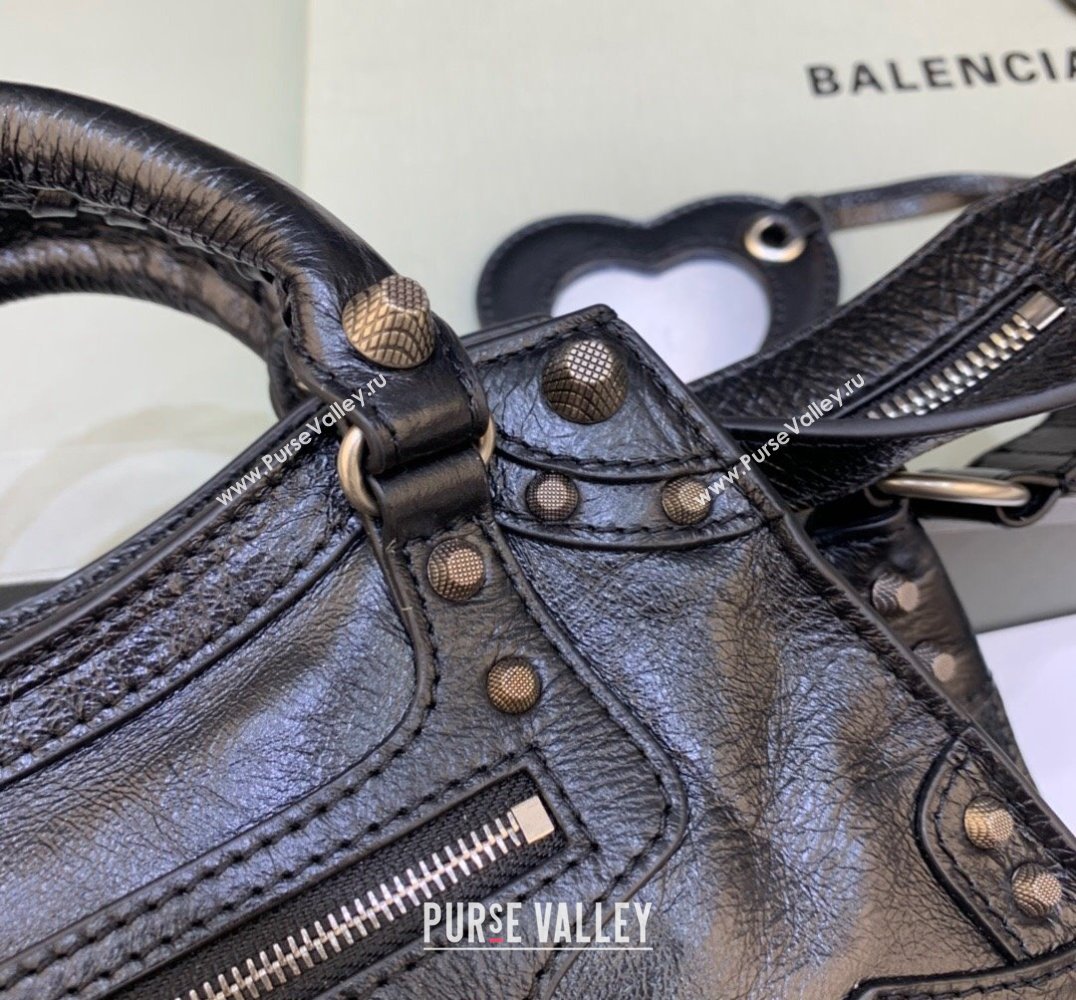 Balenciaga Neo Cagole XS Lambskin Top Handle Bag Black/Aged Silver 2025 638515 (JM-250206006)