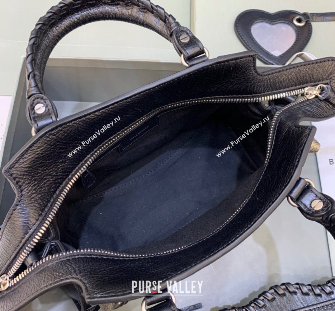 Balenciaga Neo Cagole XS Lambskin Top Handle Bag Black/Aged Silver 2025 638515 (JM-250206006)