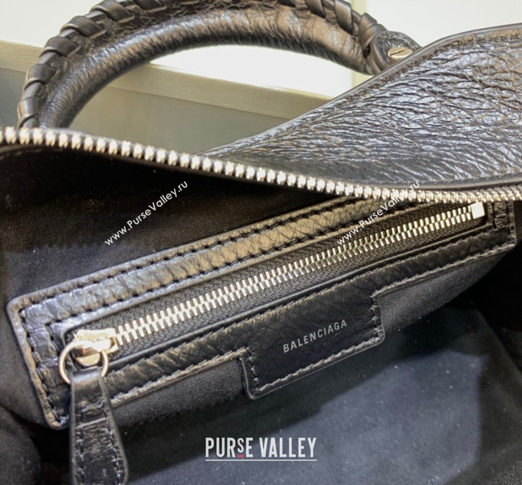 Balenciaga Neo Cagole XS Lambskin Top Handle Bag Black/Aged Silver 2025 638515 (JM-250206006)