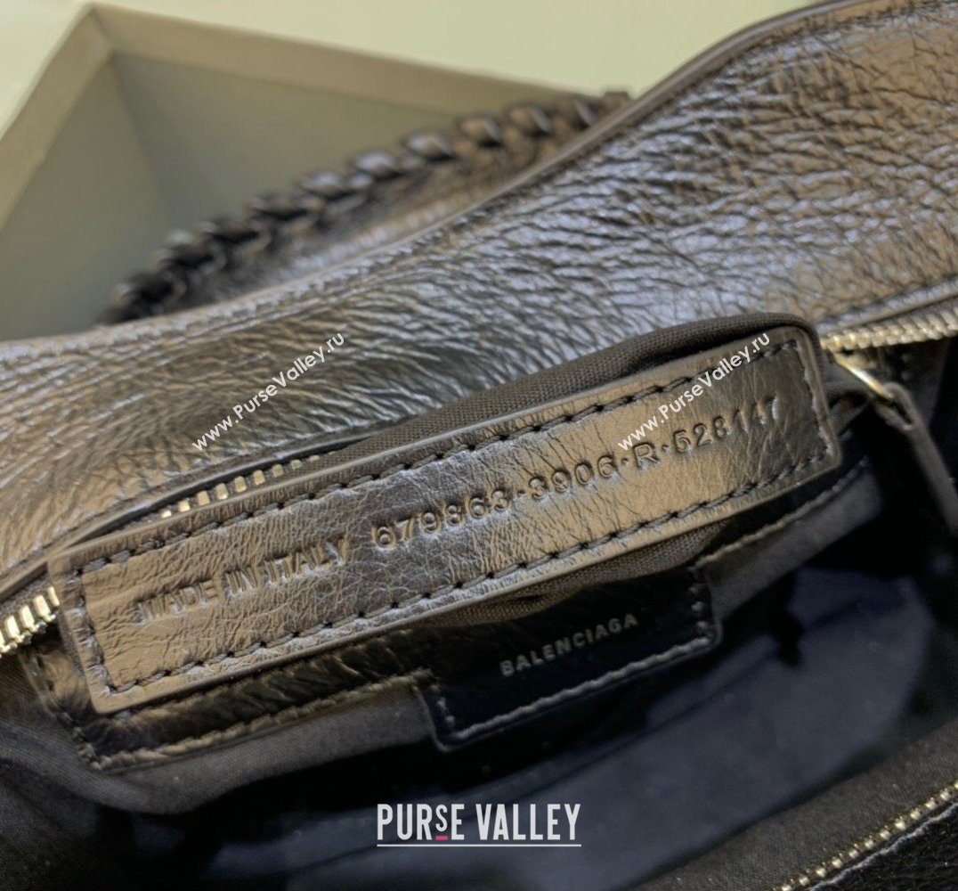 Balenciaga Neo Cagole XS Lambskin Top Handle Bag Black/Aged Silver 2025 638515 (JM-250206006)