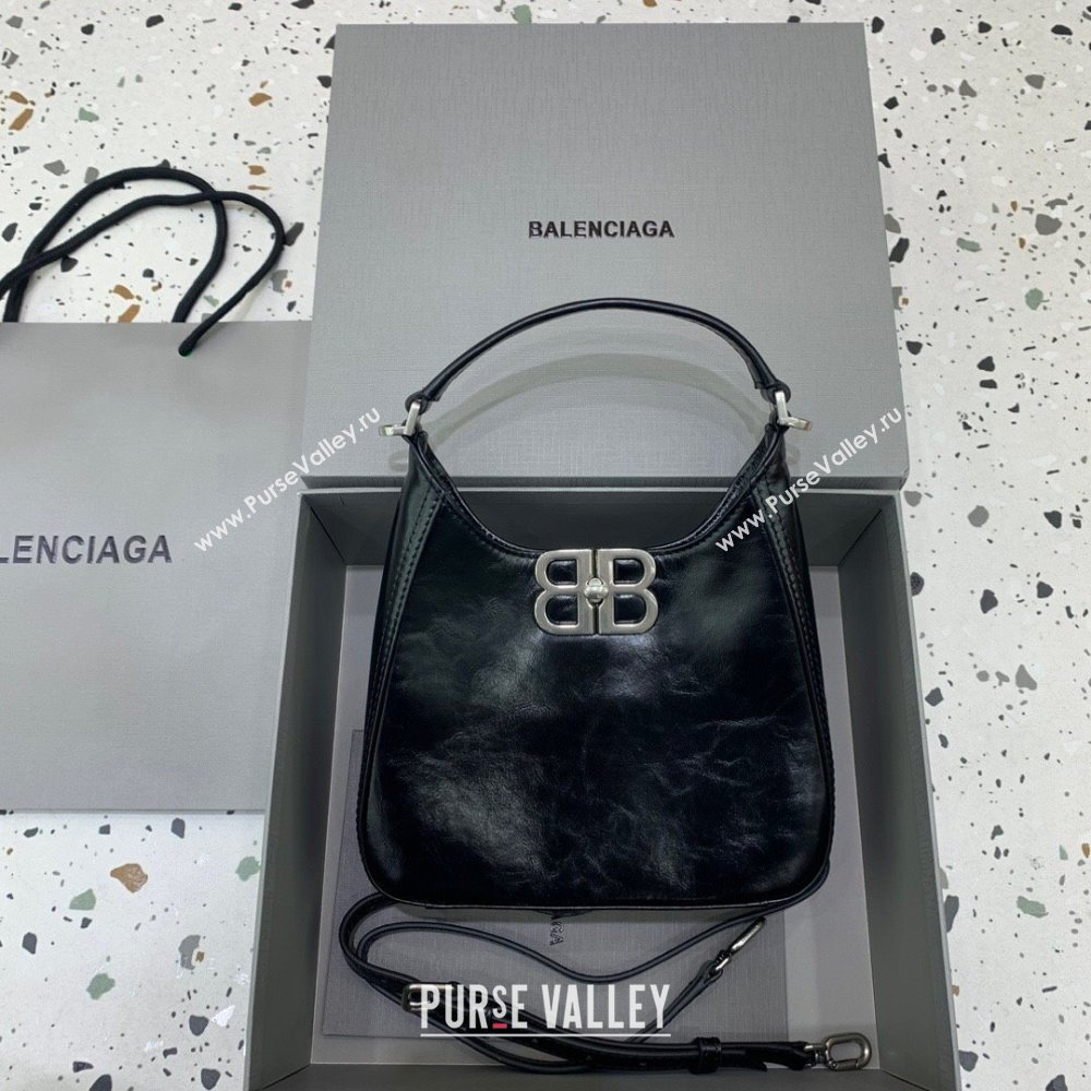 Balenciaga Mini Hobo Bag in Lambskin Black 2025 801928880 (JM-250206008)