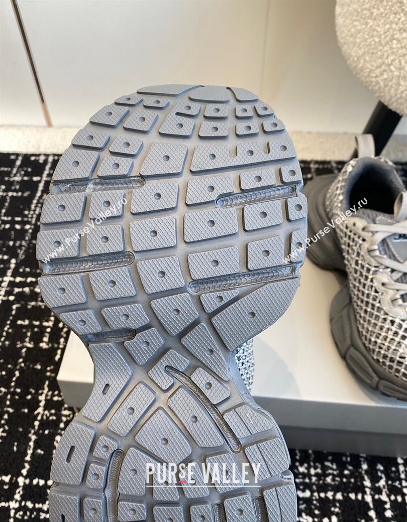 Balenciaga 3XL Fishnet Sneakers in Strass Mesh Grey 2025 0219 (KL-250219077)