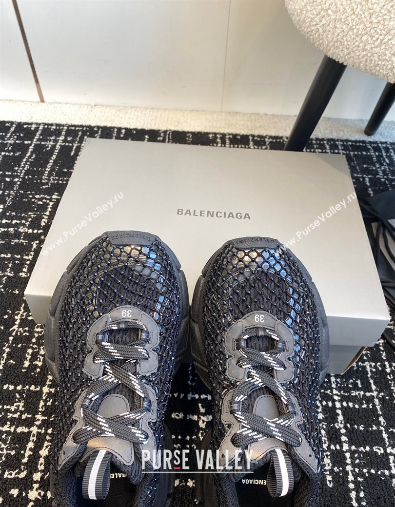 Balenciaga 3XL Fishnet Sneakers in Strass Mesh Black 2025 0219 (KL-250219076)