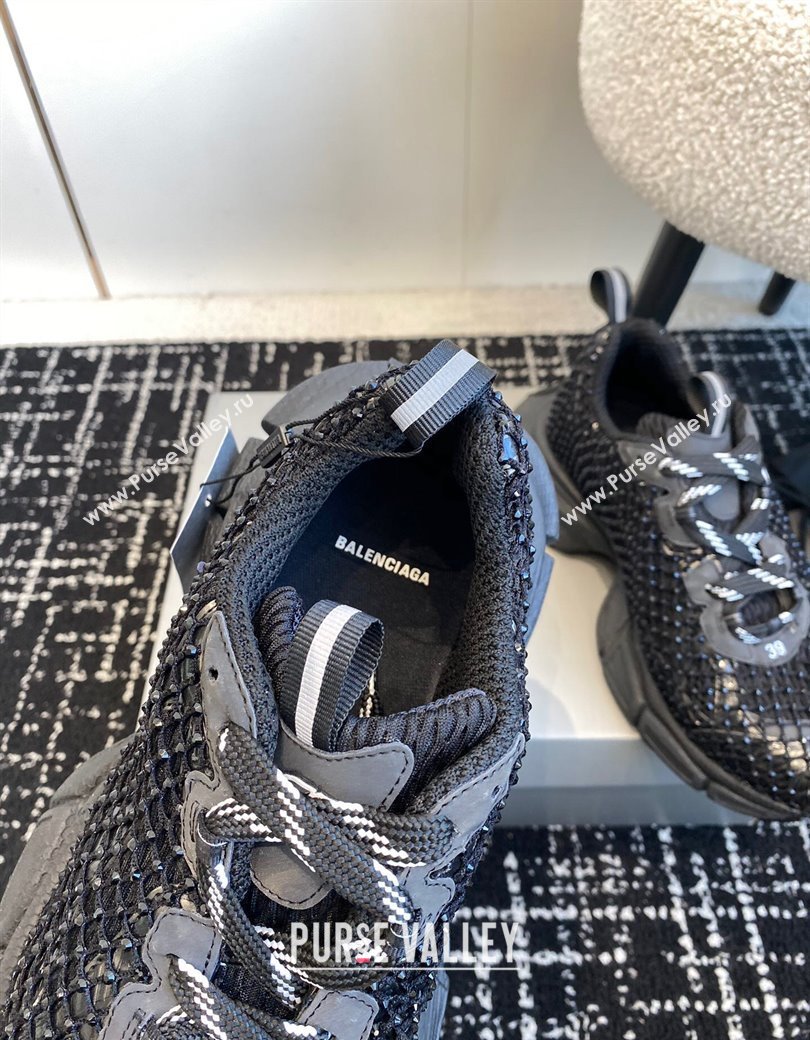 Balenciaga 3XL Fishnet Sneakers in Strass Mesh Black 2025 0219 (KL-250219076)