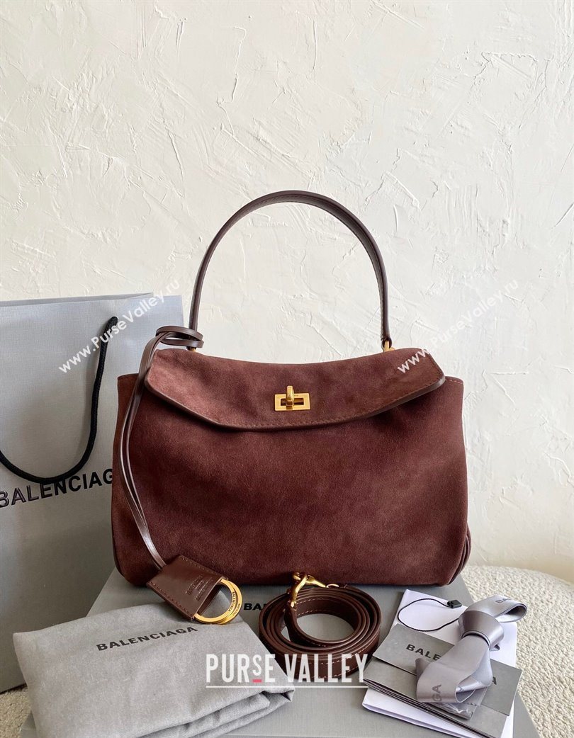 Balenciaga Rodeo Small Handbag in Suede and Leather Brown 2025 78972 (BI-250802067)