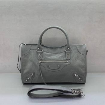 Balenciaga Le City Medium Bag in Grey Arena Storico lambskin 2025 0926 (JM-250926114)