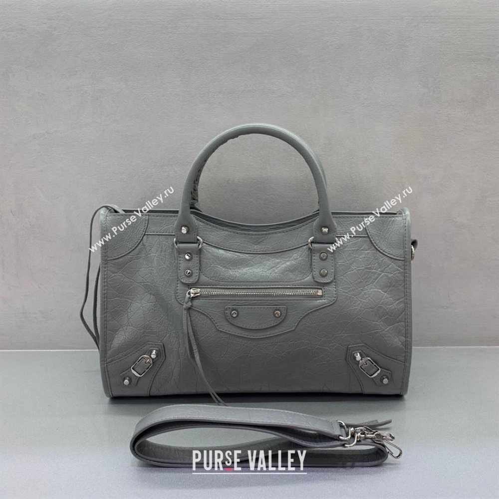 Balenciaga Le City Medium Bag in Grey Arena Storico lambskin 2025 0926 (JM-250926114)