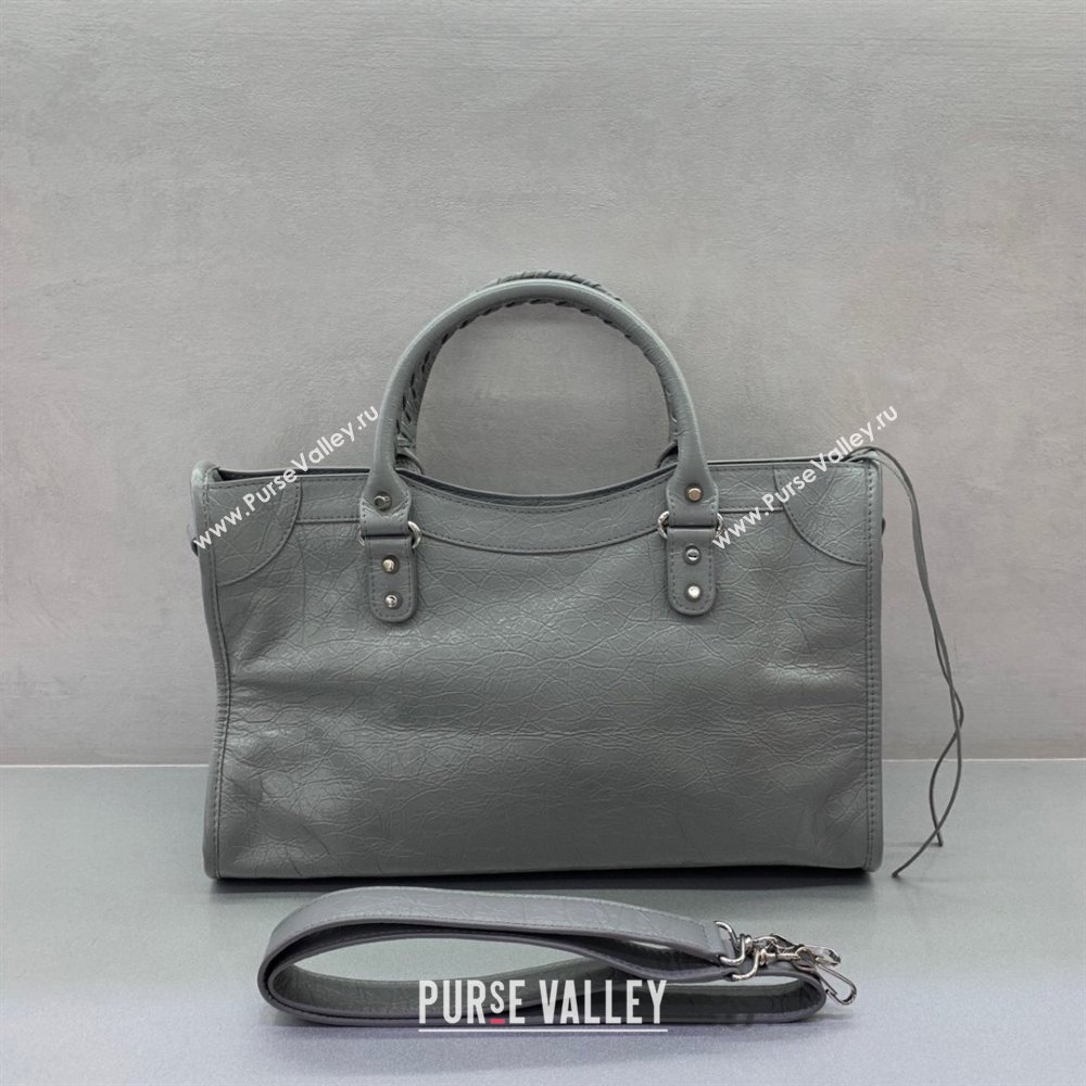Balenciaga Le City Medium Bag in Grey Arena Storico lambskin 2025 0926 (JM-250926114)