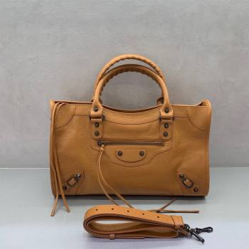 Balenciaga Le City Medium Bag in Camel Brown Arena Storico lambskin leather 2025 0926 (JM-250926109)