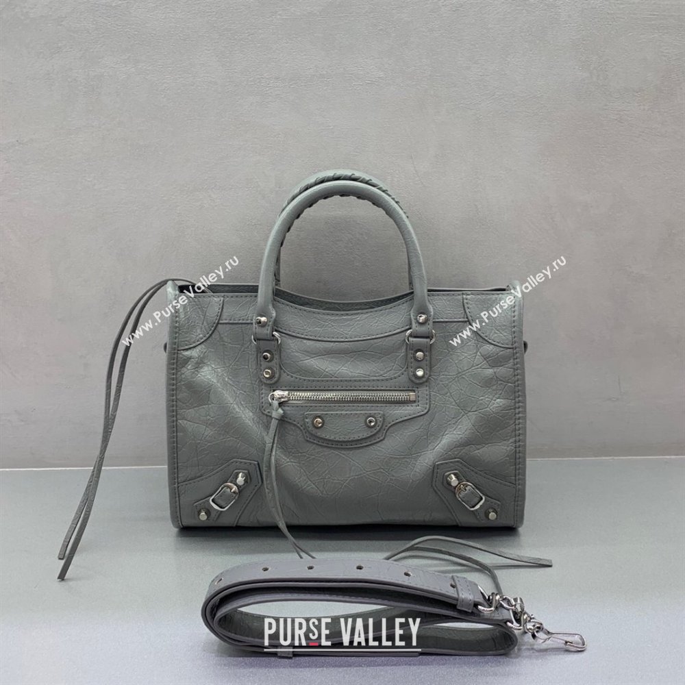 Balenciaga Le City Small Bag in Grey Arena Storico lambskin 2025 0926 (JM-250926115)