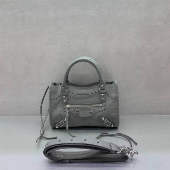 Balenciaga Le City Mini Bag in Grey Arena Storico lambskin 2025 0926 (JM-250926116)