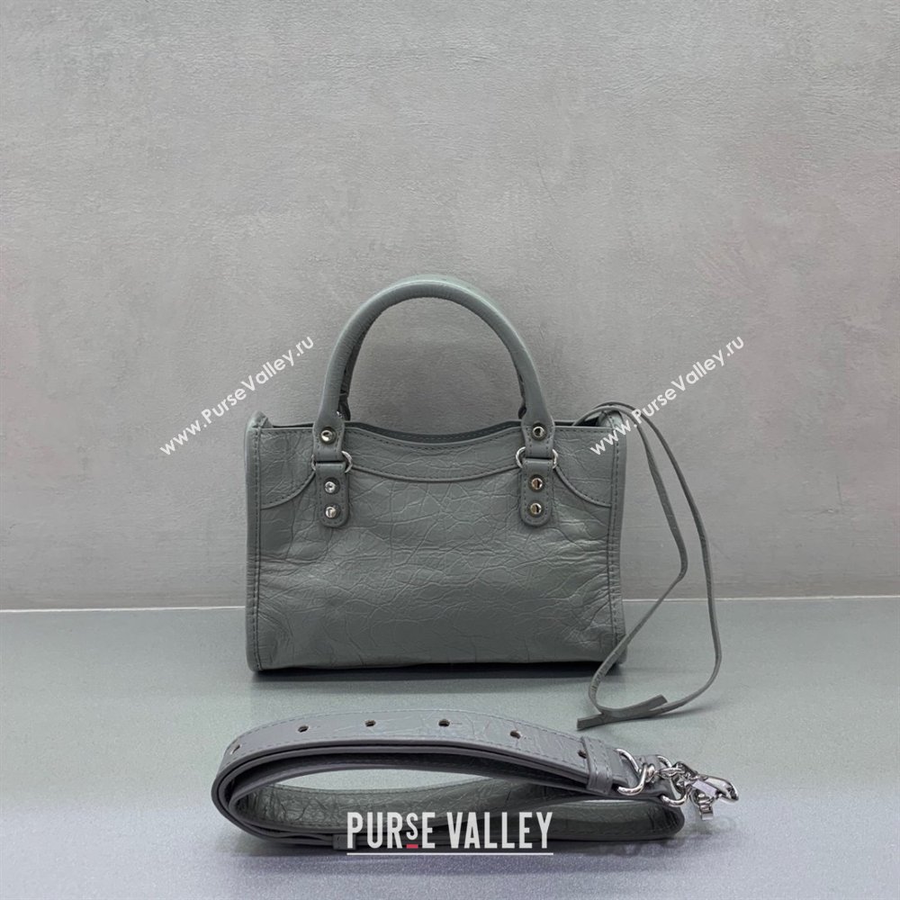 Balenciaga Le City Mini Bag in Grey Arena Storico lambskin 2025 0926 (JM-250926116)