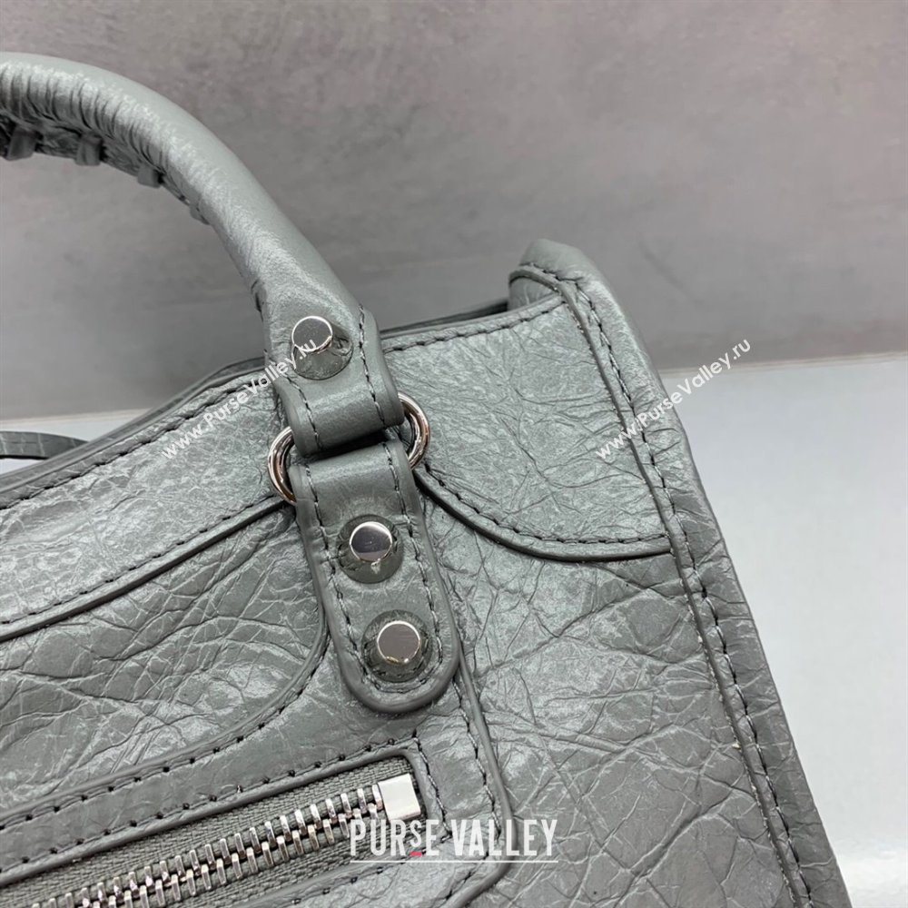 Balenciaga Le City Mini Bag in Grey Arena Storico lambskin 2025 0926 (JM-250926116)