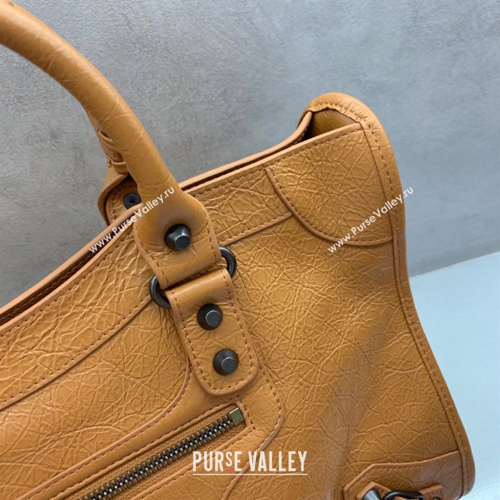 Balenciaga Le City Medium Bag in Camel Brown Arena Storico lambskin leather 2025 0926 (JM-250926109)