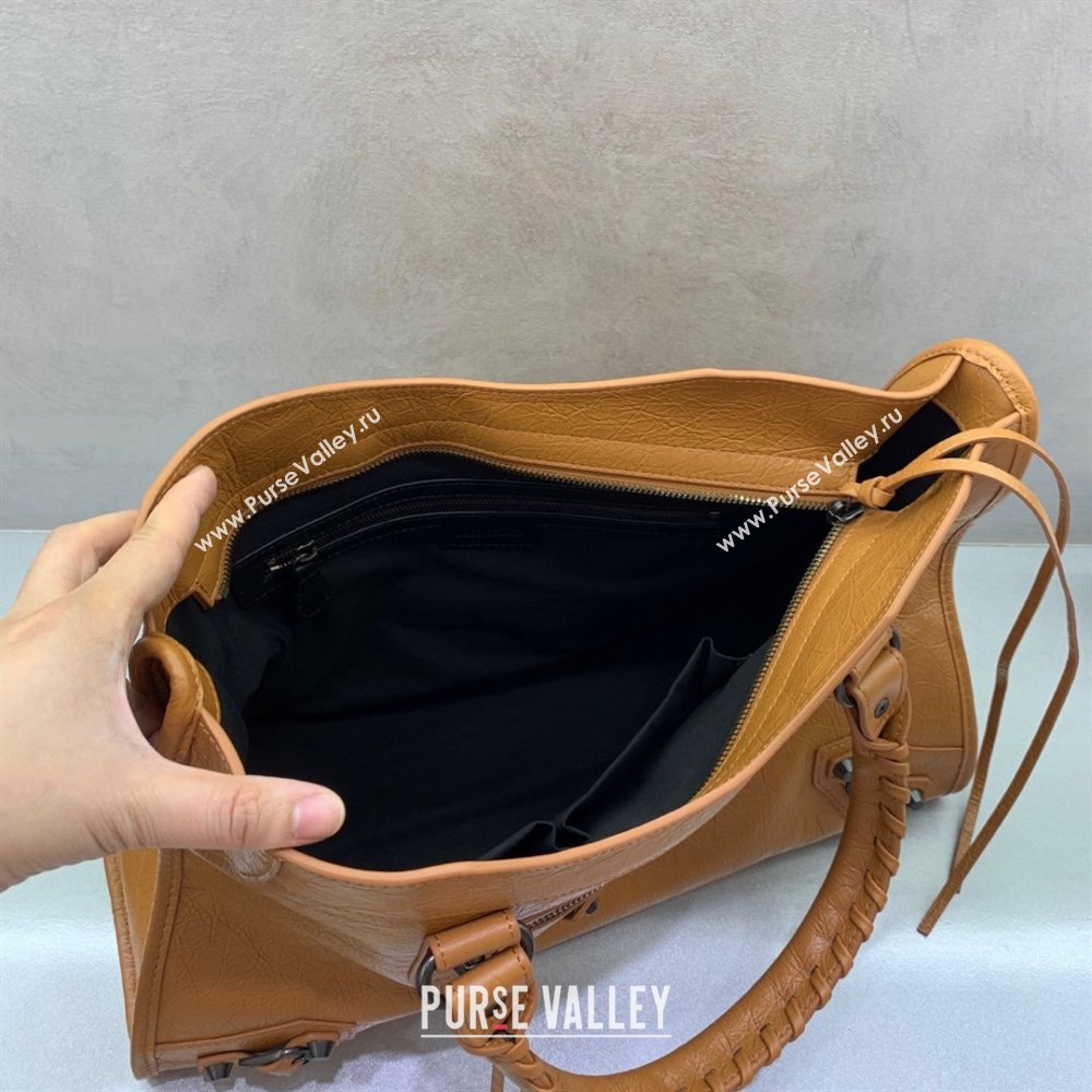Balenciaga Le City Medium Bag in Camel Brown Arena Storico lambskin leather 2025 0926 (JM-250926109)