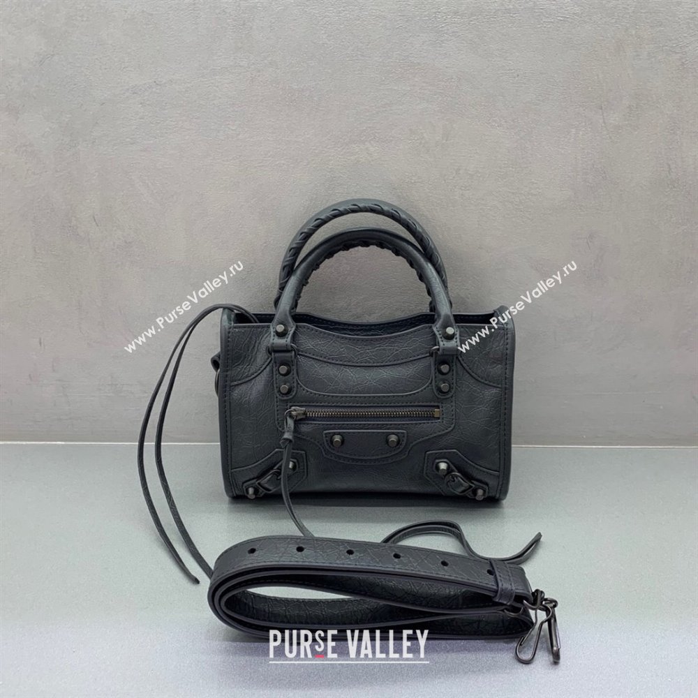 Balenciaga Le City Mini Bag in Dark Grey Arena Storico lambskin 2025 0925 (JM-250926122)