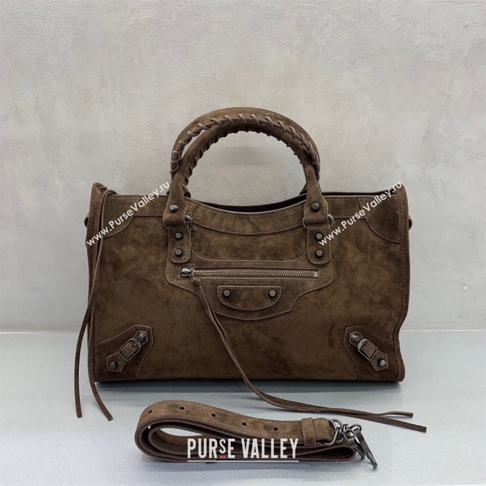 Balenciaga Le City Medium Bag in Coffee Brown Suede 2025 0925 (JM-250926125)