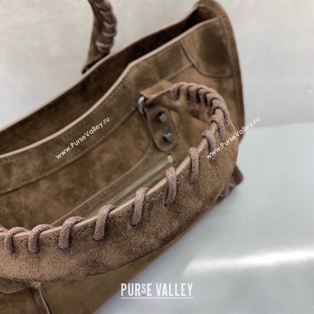 Balenciaga Le City Medium Bag in Coffee Brown Suede 2025 0925 (JM-250926125)