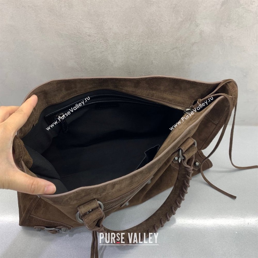 Balenciaga Le City Medium Bag in Coffee Brown Suede 2025 0925 (JM-250926125)