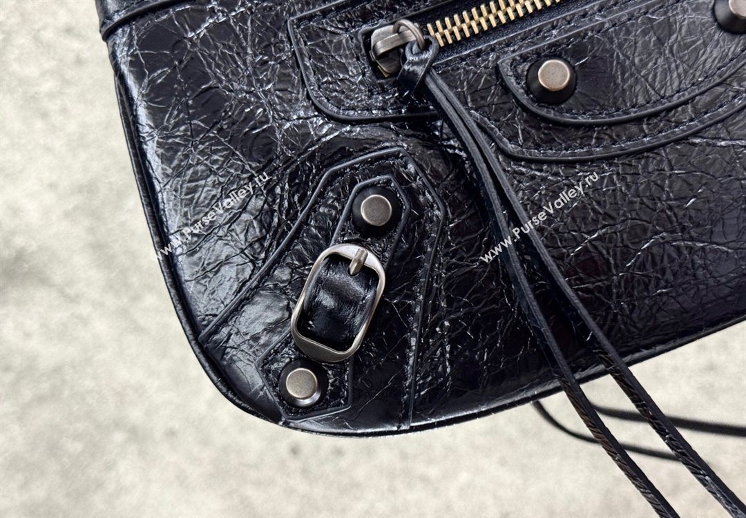 Balenciaga Le City Pouch Bag On Strap in Arena Storico Lambskin Black 2025 0904 (JM-251120107)