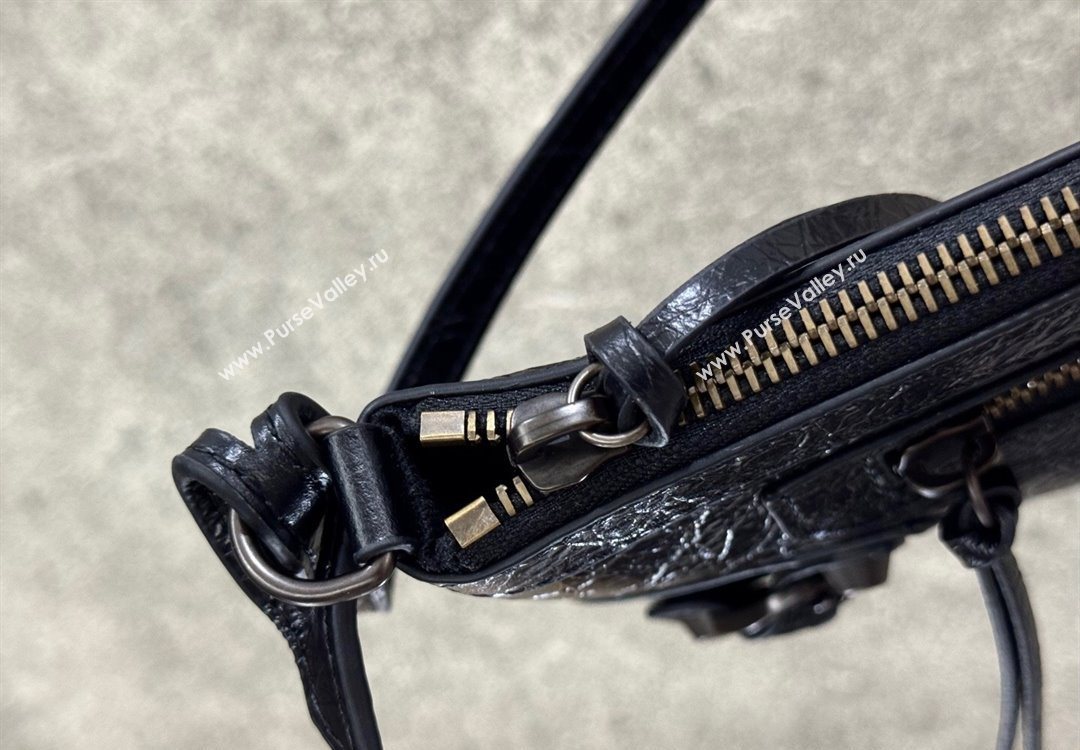 Balenciaga Le City Pouch Bag On Strap in Arena Storico Lambskin Black 2025 0904 (JM-251120107)