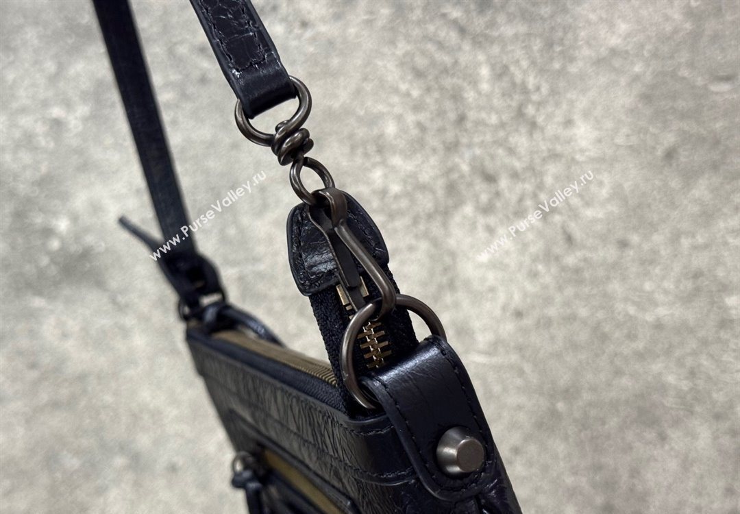 Balenciaga Le City Pouch Bag On Strap in Arena Storico Lambskin Black 2025 0904 (JM-251120107)