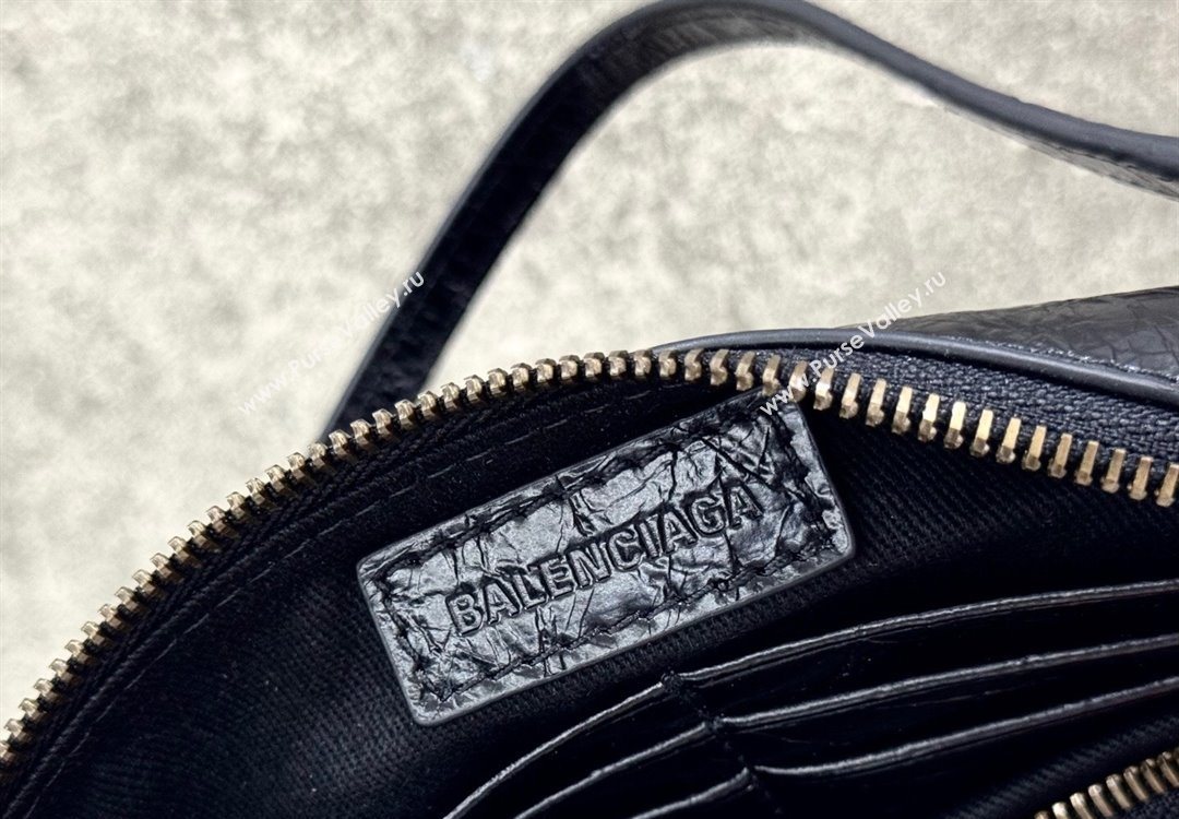 Balenciaga Le City Pouch Bag On Strap in Arena Storico Lambskin Black 2025 0904 (JM-251120107)