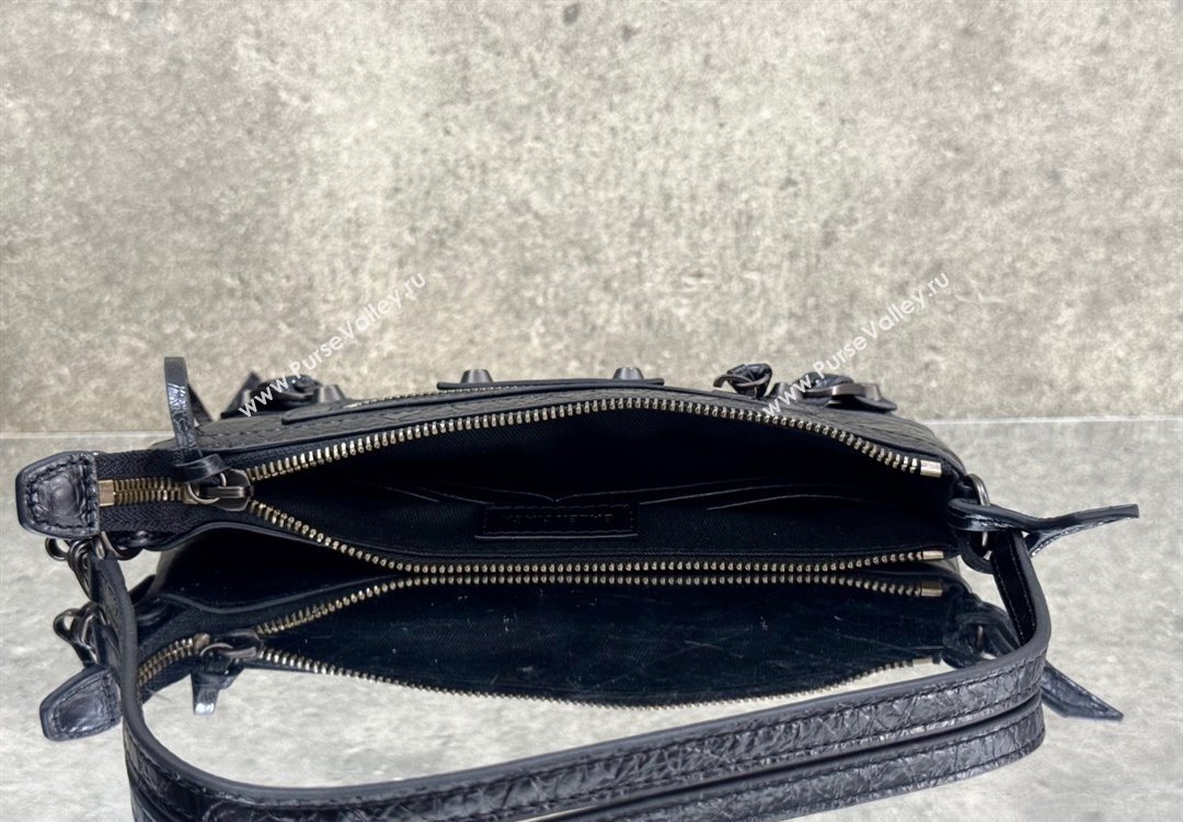 Balenciaga Le City Pouch Bag On Strap in Arena Storico Lambskin Black 2025 0904 (JM-251120107)