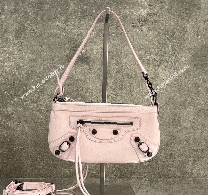 Balenciaga Le City Pouch Bag On Strap in Arena Storico Lambskin Petal Pink 2025 0904 (JM-251120108)