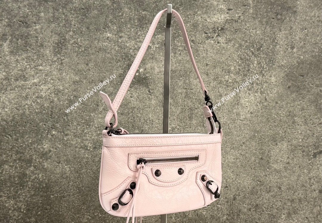 Balenciaga Le City Pouch Bag On Strap in Arena Storico Lambskin Petal Pink 2025 0904 (JM-251120108)