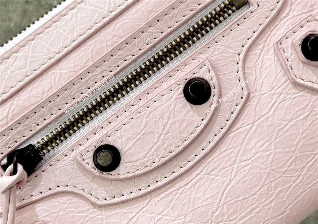 Balenciaga Le City Pouch Bag On Strap in Arena Storico Lambskin Petal Pink 2025 0904 (JM-251120108)