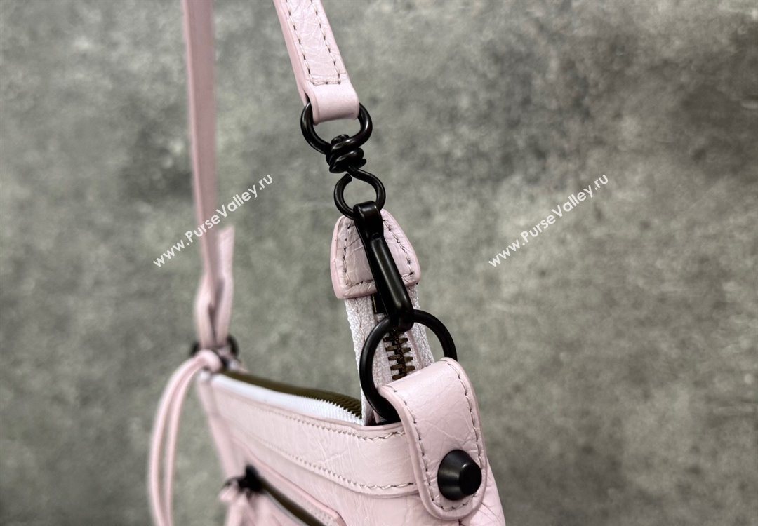 Balenciaga Le City Pouch Bag On Strap in Arena Storico Lambskin Petal Pink 2025 0904 (JM-251120108)