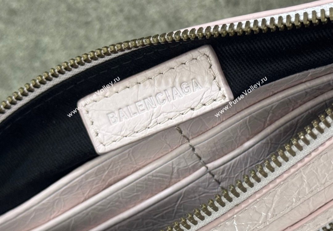 Balenciaga Le City Pouch Bag On Strap in Arena Storico Lambskin Petal Pink 2025 0904 (JM-251120108)