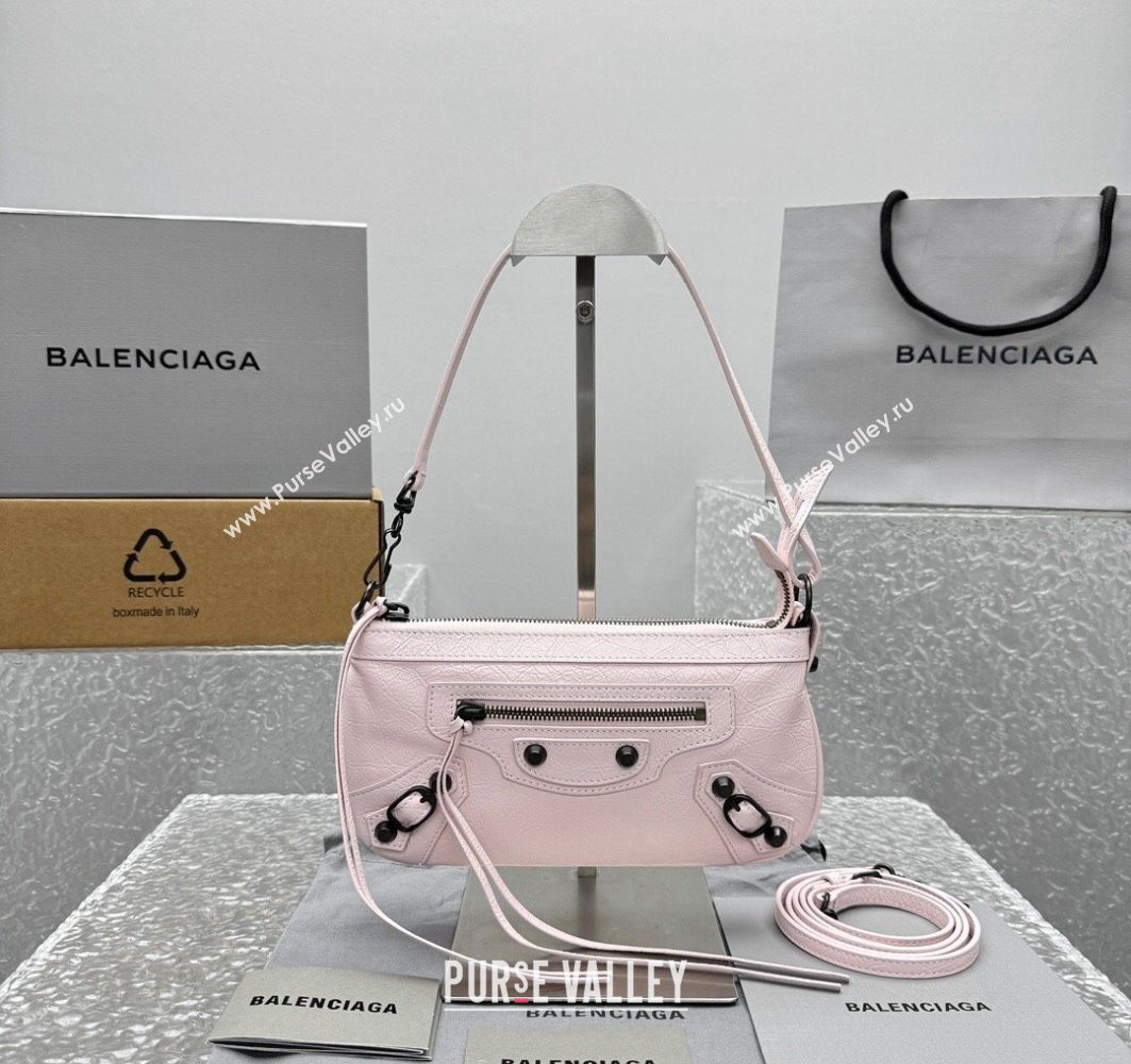 Balenciaga Le City Moto Small Shoulder Bag in Arena Storico Lambskin Petal Pink 2025 92601 (JM-251120103)