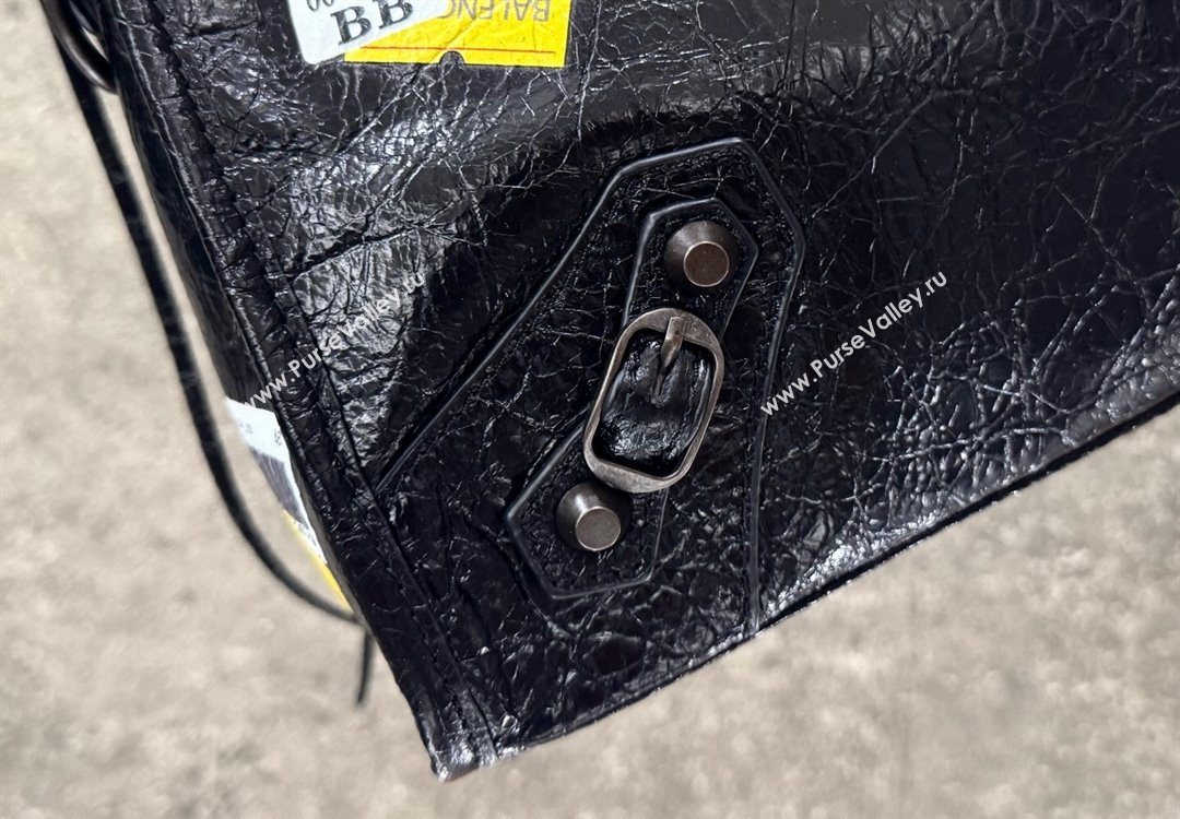 Balenciaga Le City Bag Small in black Arena Storico lambskin with printed stickers 2025 0623 (JM-251120115)