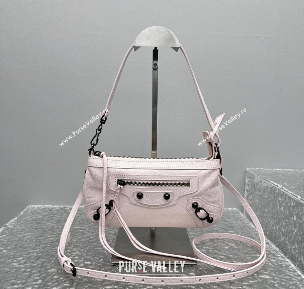 Balenciaga Le City Moto Small Shoulder Bag in Arena Storico Lambskin Petal Pink 2025 92601 (JM-251120103)
