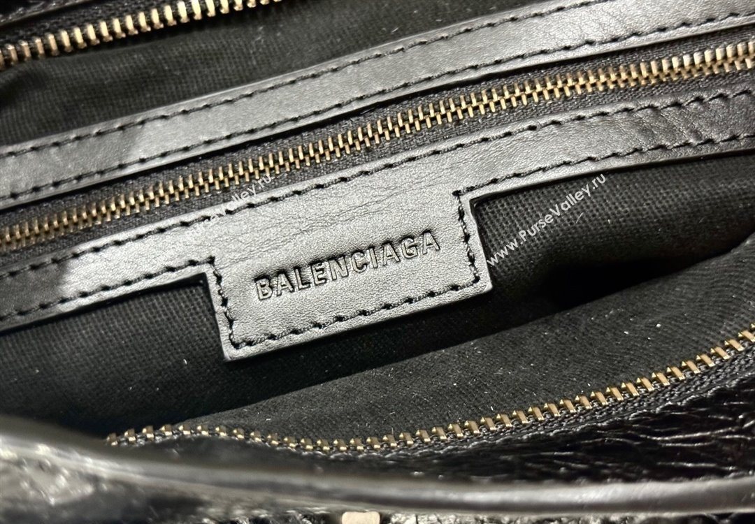 Balenciaga Le City Bag Small in black Arena Storico lambskin with printed stickers 2025 0623 (JM-251120115)