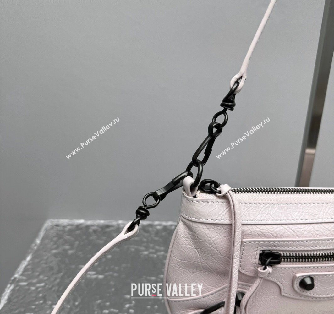 Balenciaga Le City Moto Small Shoulder Bag in Arena Storico Lambskin Petal Pink 2025 92601 (JM-251120103)