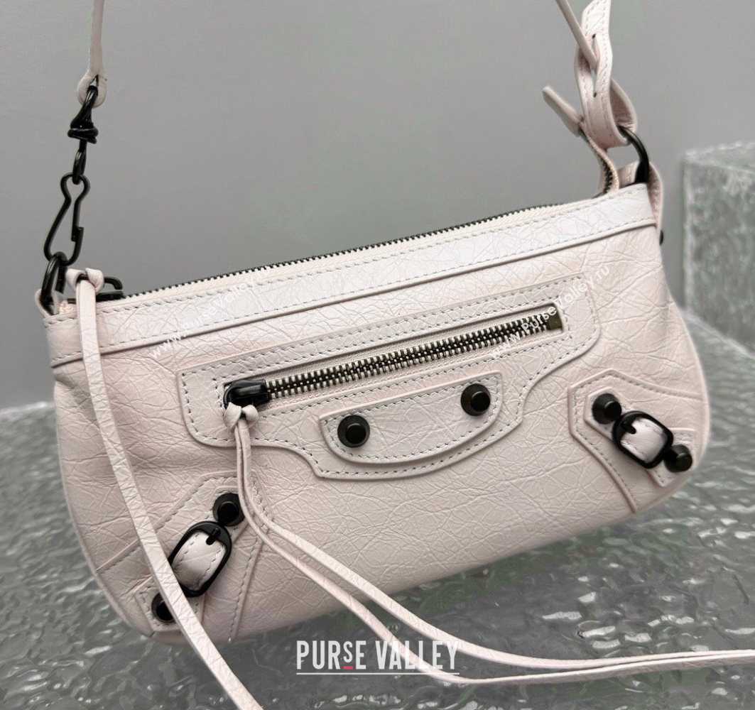 Balenciaga Le City Moto Small Shoulder Bag in Arena Storico Lambskin Petal Pink 2025 92601 (JM-251120103)