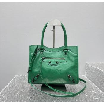 Balenciaga Le City Tote Bag Small in Arena Storico Lambskin Green 2025 1029 (JM-251120112)