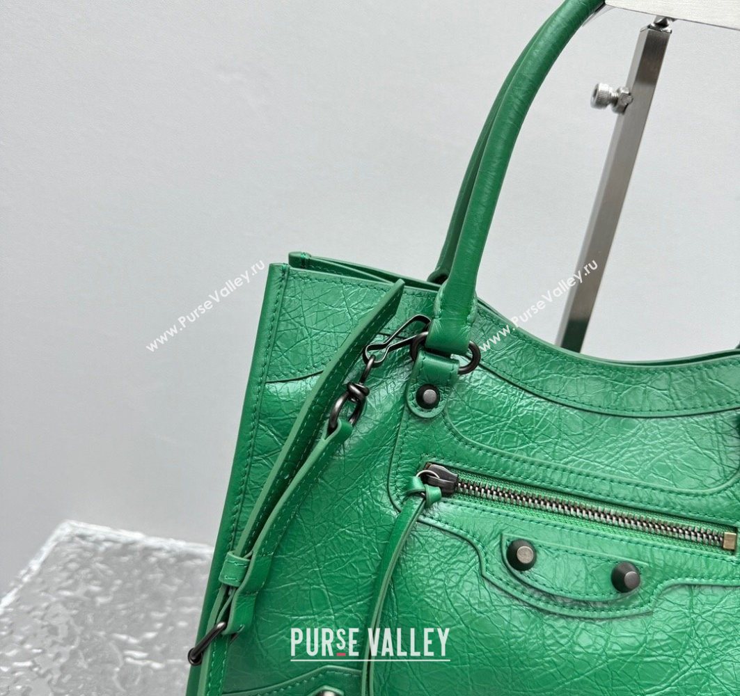 Balenciaga Le City Tote Bag Small in Arena Storico Lambskin Green 2025 1029 (JM-251120112)