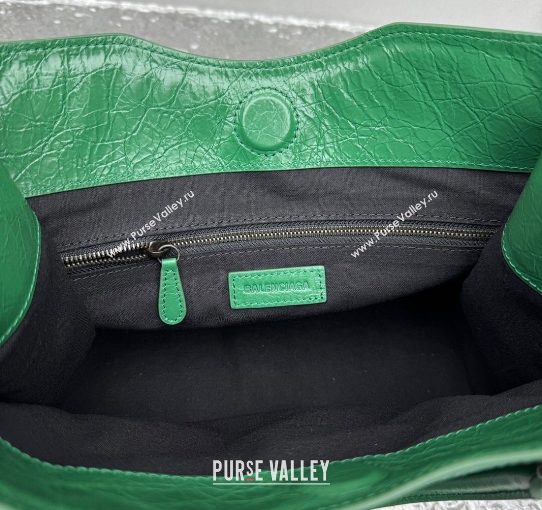Balenciaga Le City Tote Bag Small in Arena Storico Lambskin Green 2025 1029 (JM-251120112)