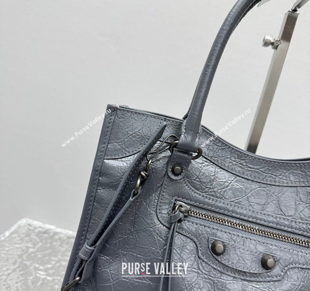 Balenciaga Le City Tote Bag Small in Arena Storico Lambskin Grey 2025 1029 (JM-251120113)