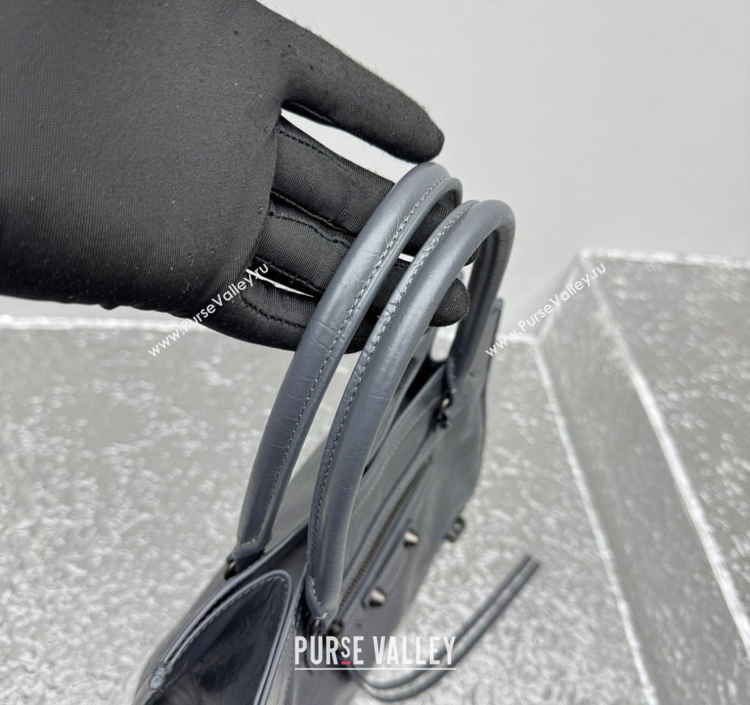 Balenciaga Le City Tote Bag Small in Arena Storico Lambskin Grey 2025 1029 (JM-251120113)