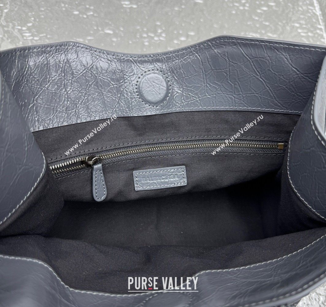 Balenciaga Le City Tote Bag Small in Arena Storico Lambskin Grey 2025 1029 (JM-251120113)
